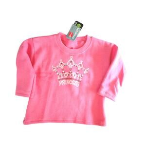 NEW Pink PRINCESS Tiara Crown LONG SLEEVE SWEAT SHIRT Girls Childrens 18Months